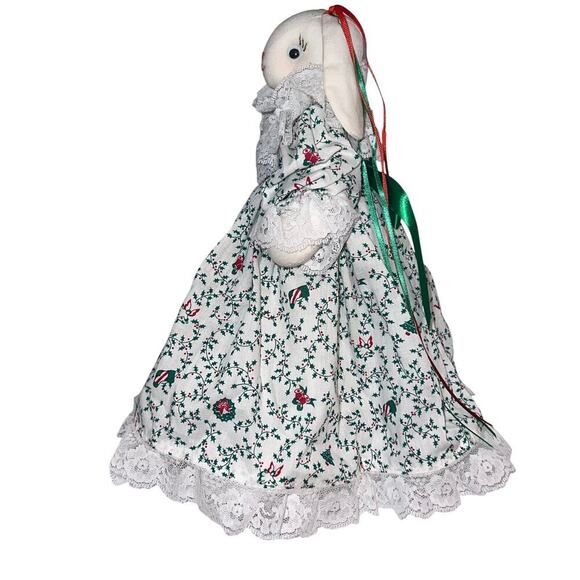 Victorian Christmas rabbit 13 inch, lace pleated dress w/ slip and bloomers ￼ - Picture 3 of 8